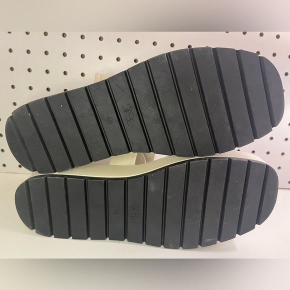 Zara Off White/Cream Leather Flat Strappy Platform Sandals Boho Beach Summer - Picture 9 of 16